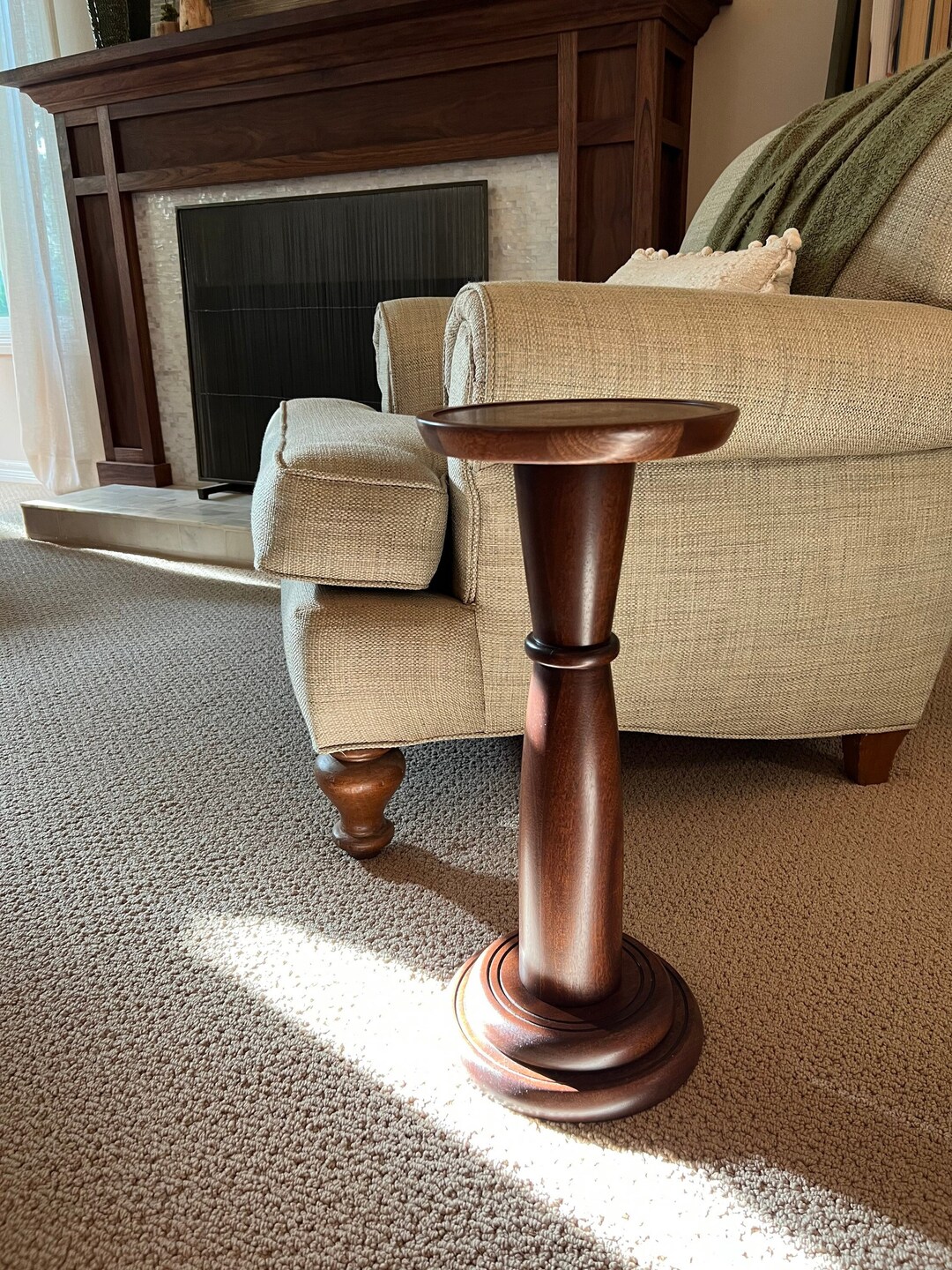 Drink Table, Solid Mahogany, 21” Tall, Cocktail Table, Tall End Table ...