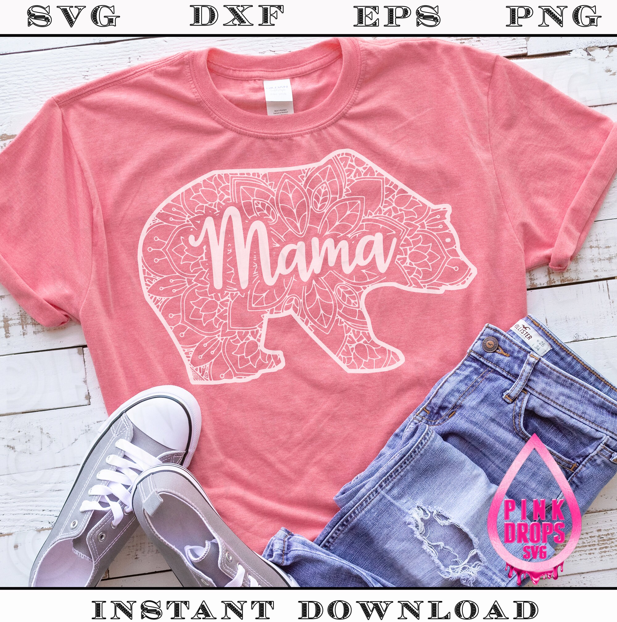 Download Mama Momma Mom Bear Mandala Zentangle Shirt Svg Png Dxf Eps Etsy