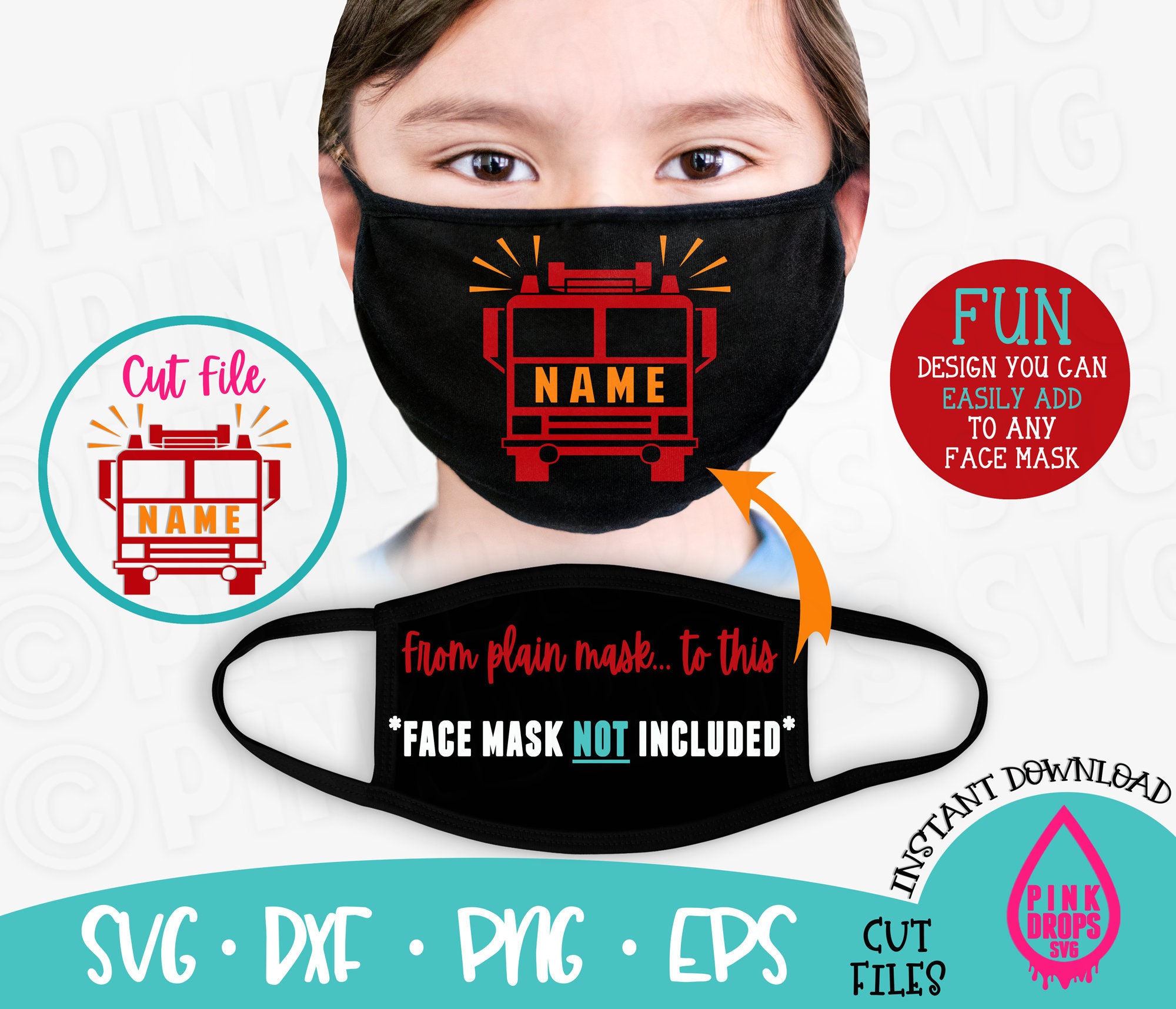 Download Fire Truck Engine Face Mask Svg Cut File Dxf Png Cricut Design Etsy
