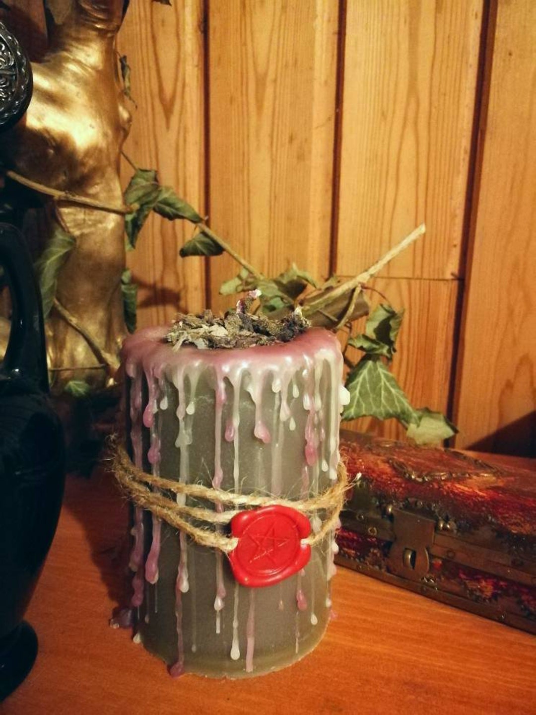 Ravens' Remedy Candela Rituale - Lavanda E Finocchio, 24x9 Cm, Protezione Spirituale - Foto 8