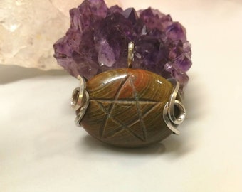 Pendant 935 solid silver with jasper and pentagram