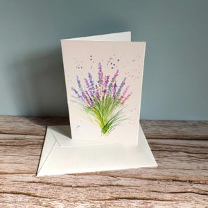 Handgemalte Karte/ Lavendel/ Original Aquarell/ Aquarellkarte/Faltkarte mit Umschlag/Unikat!