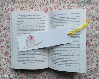 Watercolor bookmark of a robin, bird watercolor, robin print, gift, painted bookmark, robin watercolor