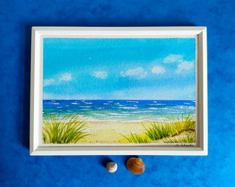 Petite aquarelle/île/peinte à la main/aquarelle originale/cadeau/peinture de paysage/maritime/mer/plage/voyage/pièce unique/unique