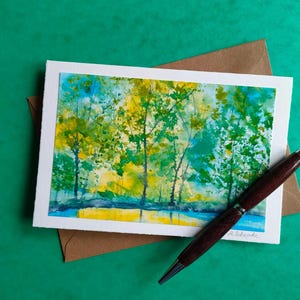 Aquarell Karte/Frühlingswald/abstrakt/Grußkarte/Kunstdruck/Faltkarte mit Umschlag/Geburtstag/Geschenkkarte/Natur/Frühling/
