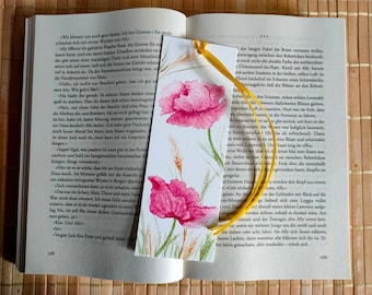 Bookmark poppies, watercolor poppy, flower print, painted bookmark, watercolor bookmark, field flowers, small gift