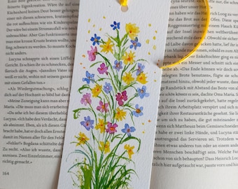 Bookmark, hand-painted, unique, colorful blossoms, bouquet, birthday gift, flowers, watercolor, small gift, thank you