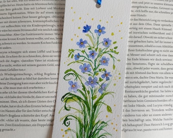 Bookmark, hand-painted, unique, forget-me-not, birthday gift, flowers, watercolor, small gift, thank you