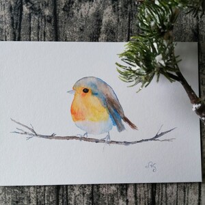 Rotkehlchen, Aquarell, Fine-art print, Geschenk, Rotkehlchen Karte, Kunstdruck Vogel, Vogel Aquarell, Geschenk, Wandschmuck