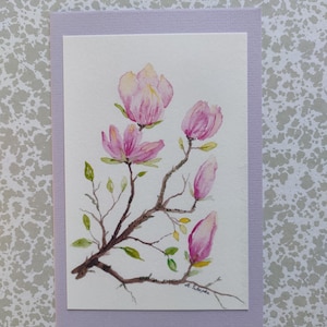 Kunstkarte Magnolie/ Aquarellbild/ handgemalte Grußkarte/ botanischer Druck/Blumendruck/floral