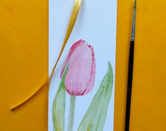 Bookmark "Tulip" (watercolor), botanical painting, birthday gift, small gift, watercolor painting, floral watercolor, spring