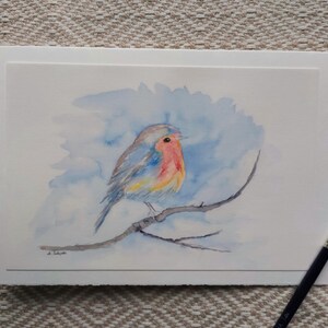 Rotkehlchen/ Aquarellkarte/ handgemalte Grußkarte/ Vogelbild/ Geburtstagskarte/ Faltkarte (B6) mit Umschlag/ Geschenk