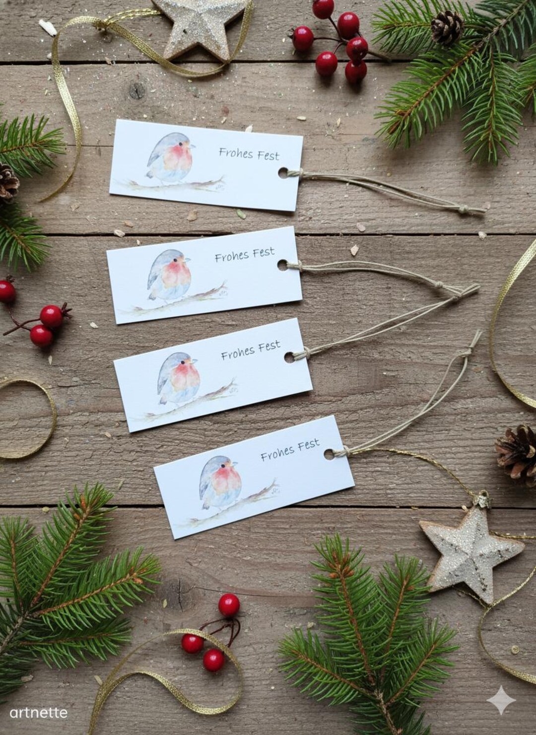 Robin Gift Set Robin Gift Tags, Set of 4, Watercolor, Christmas, Small Gifts - Etsy