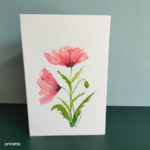 Handgemalte Karte/ Mohnblumen /Original Aquarell/ Aquarellkarte/Faltkarte mit Umschlag/Unikat!