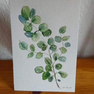 Handgemalte Kunstkarte (kein Print!), Faltkarte mit Umschlag, B6, Eukalyptus, Original Aquarell, kleines Aquarell, Geburtstagskarte, Unikat!