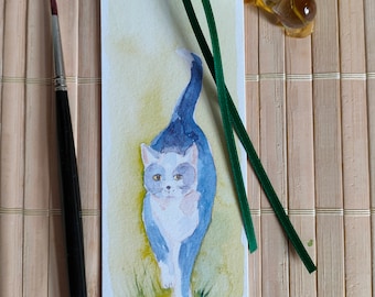 Bookmark cat, watercolor, fine art, print, small gift, souvenir, watercolor bookmark, art, animals, pets, painted
