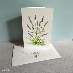 Handgemalte Kunstkarte, Lavendel, Original Aquarell, kleines Aquarell, Blumenaquarell, Geburtstagskarte, Unikat!