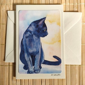 Aquarell /Katze/ Grußkarte/ Katzenbild/ handgemalte Karte/ Aquarell-Karte Katze/ Kunstdruck/ kleines Katzenaquarell
