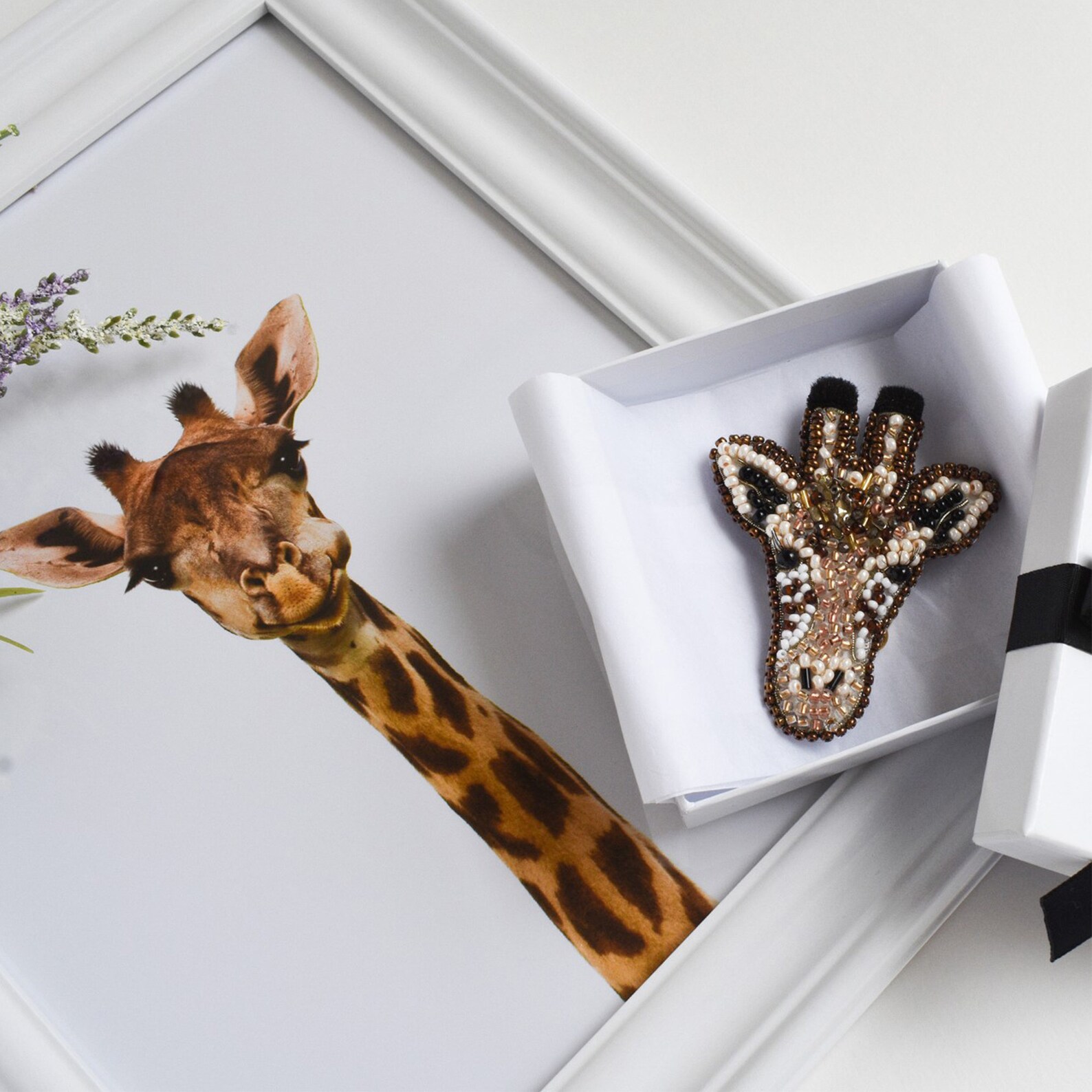 Giraffe Keychain Leather Keychain Beaded Embroidered Etsy