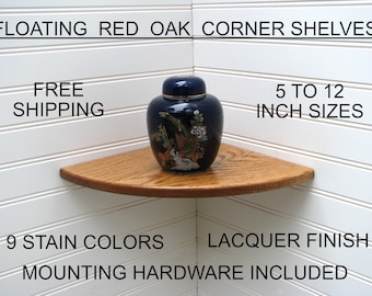 ROUND Corner Shelf, Corner Shelves, Floating Corner Shelf, Wood Corner shelf, Custom Size Corner Shelf Oak Corner Shelf