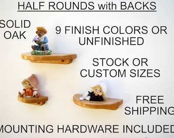 Half Round Shelf, Small Shelf, Floating Shelf, Plant Shelf, Clock shelf, Handcrafted in 4 Sizes or Custom Made, 9 Finish Colors