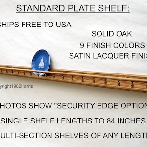 Plate Shelf, Plate Rail, Plate Hanger, Plate Frames, Ledge Shelf, Floating Shelf,12 to 84 Inches, Custom Sizes, Lacquer Finish, Ships Free