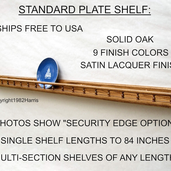 Handcrafted Oak Plate Shelf: Lacquer Finish, Wall Display Ledge
