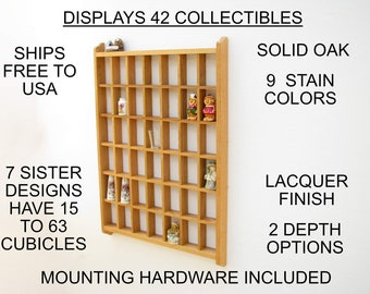 Solid Red Oak Wall Curio Cabinet: Handcrafted Shadow Box Display