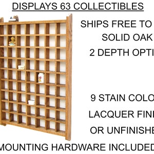 Présentoir mural, armoire murale pour bibelots, Shadow Box, présentoir cubby, chêne massif, 9 couleurs, livraison gratuite aux États-Unis, 7 modèles sœurs avec 15 à 63 compartiments