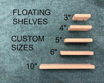 Red Oak Ultra-Small Floating Shelf: Custom Widths & Depths/Thin Profile