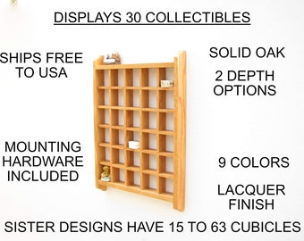 Red Oak Wall Curio Cabinet: Handcrafted Shadow Box Display