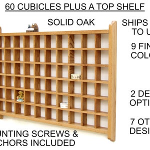Présentoir mural, armoire murale pour bibelots, Shadow Box, présentoir cubby, chêne massif, 9 couleurs, livraison gratuite aux États-Unis, 8 modèles sœurs avec 15 à 63 compartiments