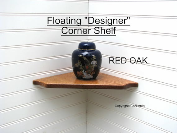 Floating Curved Edge Corner Shelf: Red Oak, 5–12", 9 Stains, Returns Accepted