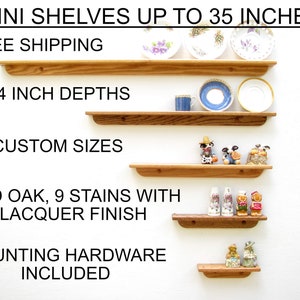 Plate Shelf, Ledge Shelf, Floating Shelf, Picture Shelf, Record Shelf, Custom Sizes, Red Oak, Lacquer Finish, 9 Colors, Ships Free