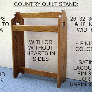 Quilt Rack, Quilt Stand, Quilt Floor Display, 4 Sizes or a Custom Width, Red Oak, 9 Stain Colors, Lacquer Finish, Unfinished, Ships Free