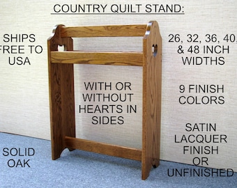Country Style Red Oak Quilt Rack – 5 Sizes – Satin Lacquer Finish -or Unfinished