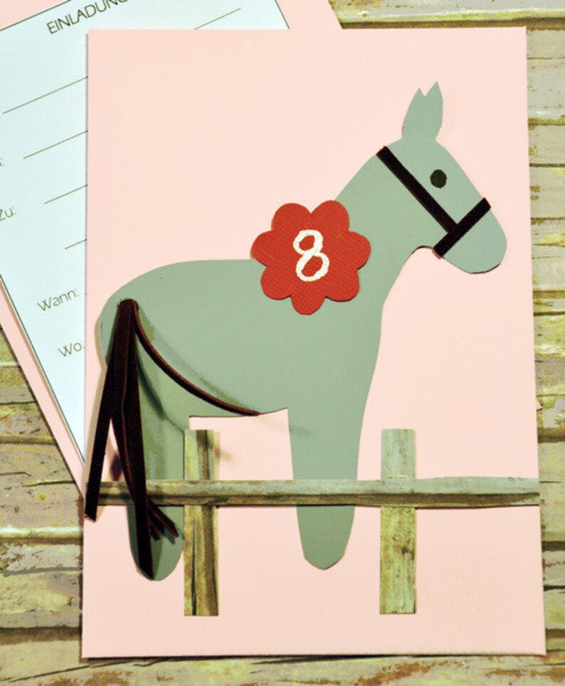 Invitation children's birthday girl horse image 1