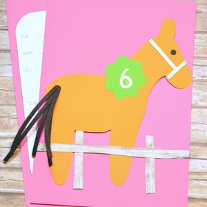 Invitation children's birthday girl horse image 3