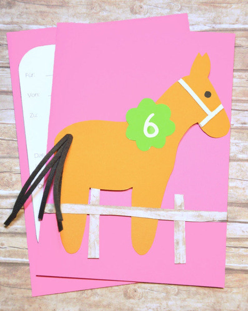 Invitation children's birthday girl horse image 3