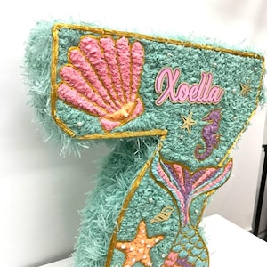 Handmade Corrugated Carton Pinata, Mermaid pinata for birthday party, Personalized Pull String and Whack Styles