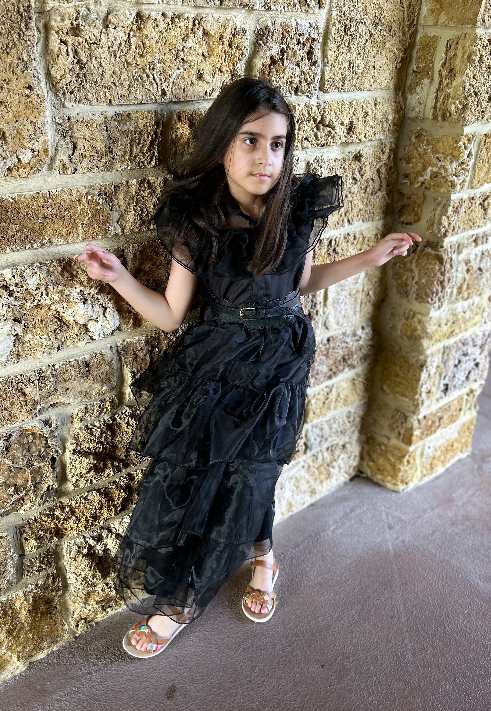 Wednesday Adams Inspired Dress / Black Dress for Girl/ Wednesday Adams Costume Wednesday Adams Inspired Dress / Black Dress for Girl/ Wednesday Adams Costume
