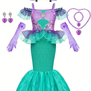 Robe de petite sirène / Disney Princess Ariel inspiré Costume / style de  robe de bal rose pour tout-petit, enfant, fille Costume de princesse -   France