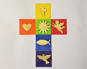 Wax Rainbow Cross with Symbols