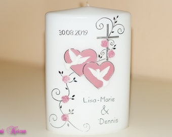 Wedding candle "romantic" with leaves