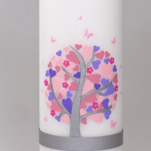 Baptism candle heart tree with butterflies image 1