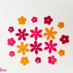 free color choice 18 rhinestone wax flowers 3 colors mix image 1