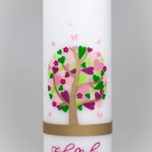 Baptism candle heart tree with butterflies image 5