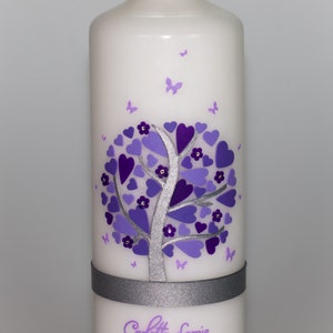 Baptism candle heart tree with butterflies image 3