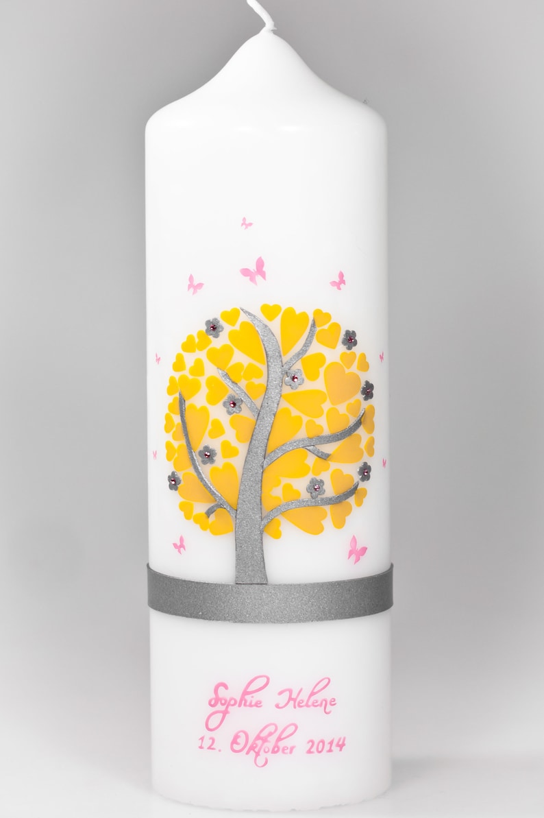 Baptism candle heart tree with butterflies image 6