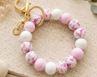 Schlüsselarmband mit Silikonperlen • personalisiert • Schlüsselanhänger • Wrist Keychain • handgemacht • Geschenk Idee • Perlen Accessoire